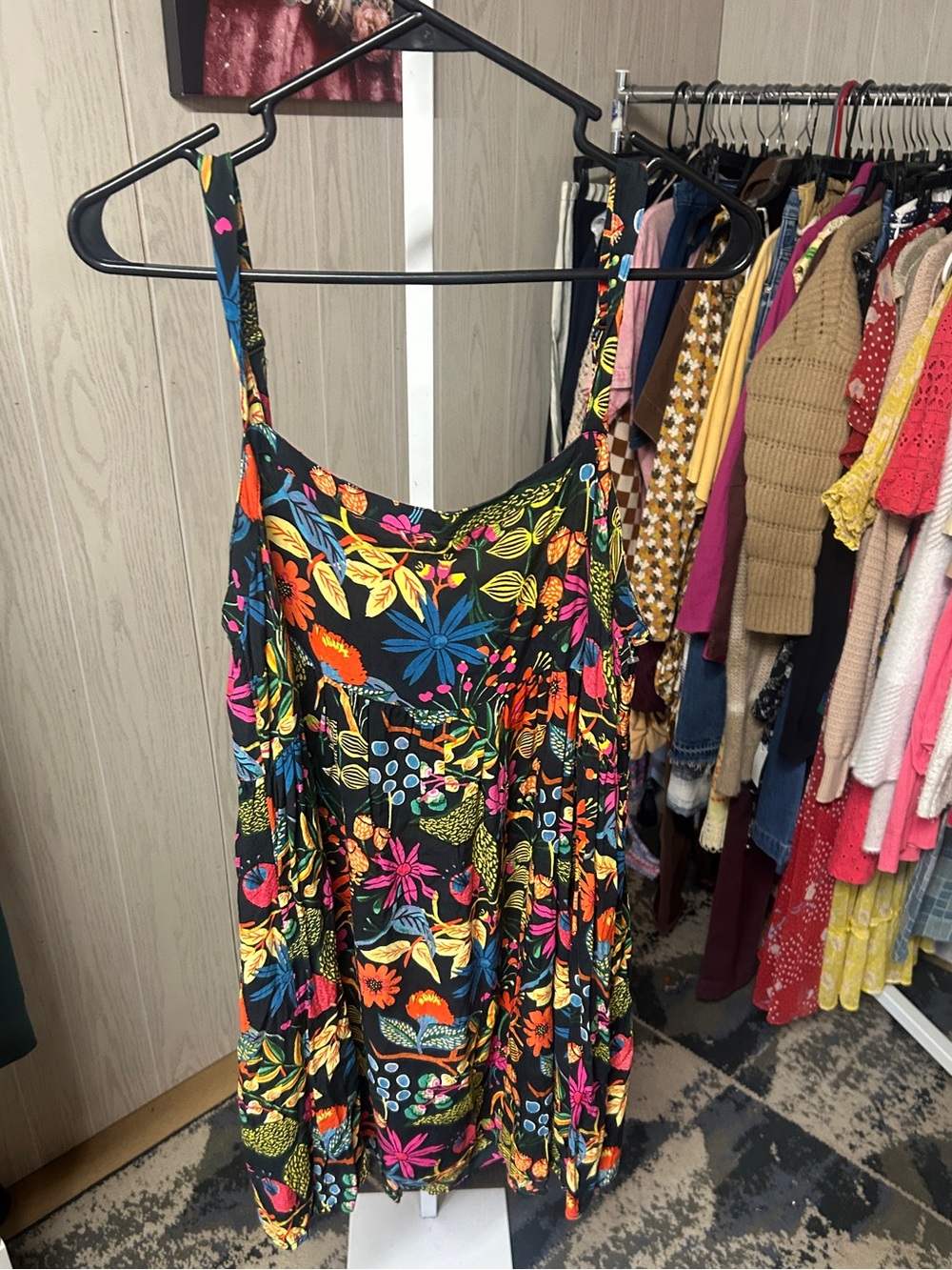 Natural Life Patti Mini Dress featuring a vibrant, colorful botanical floral - Picture 2 of 3